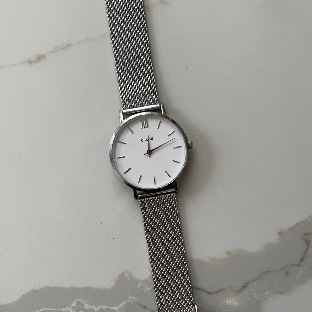 Cluse silver mesh watch